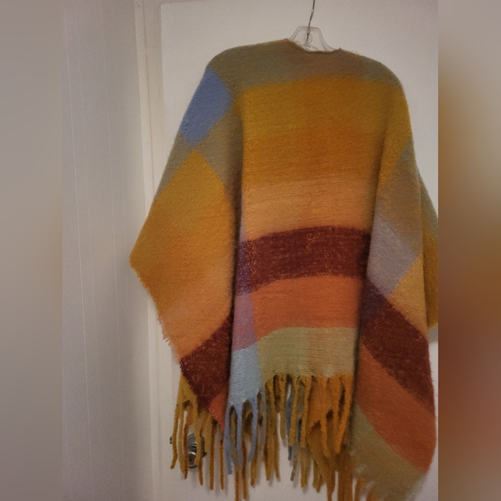 Colorful Plaid Fringe Shawl - Picture 2 of 4